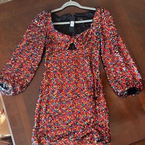 Multi color sequin mini dress.